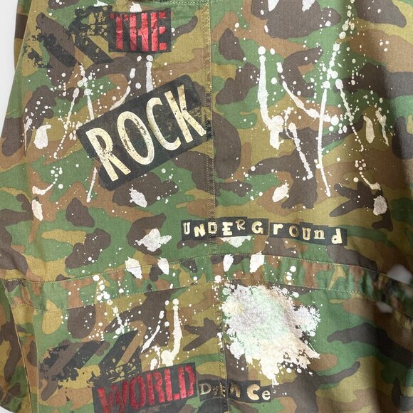 Zara Oversized Camo Jacket SMALL Cinch Tie Waist Punk Grunge Streetwear - Picture 5 of 11